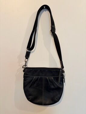 Vintage Coach Black Leather Crossbody Shoulder Bag